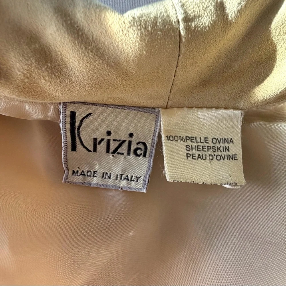 Krizia VTG Sheepskin Suede Button-Front Jacket, tan, IT40 but modern XS, EUC - Picture 13 of 15